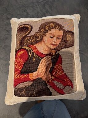 Angel needlepoint pillow